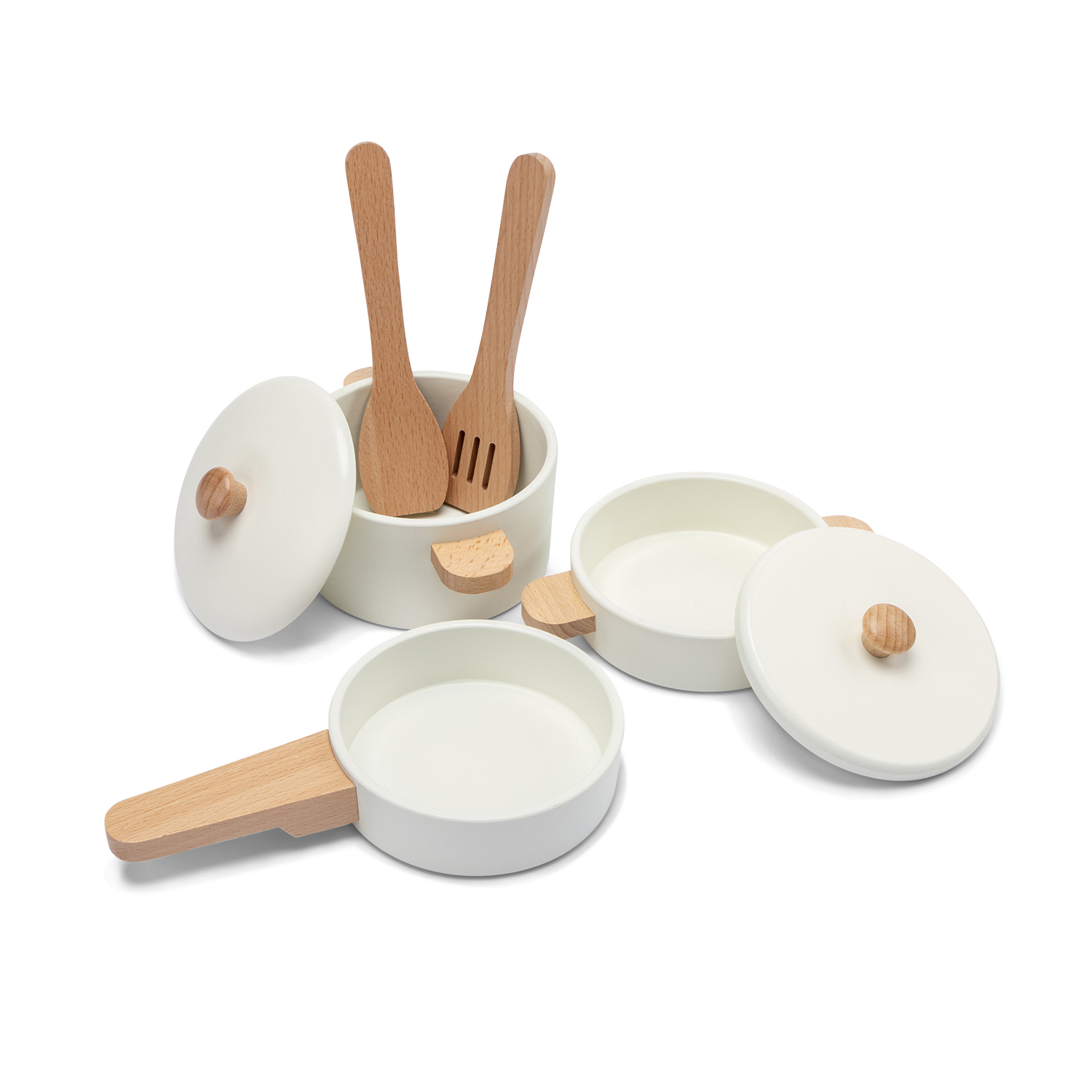 Wooden pan set (white) FSC
