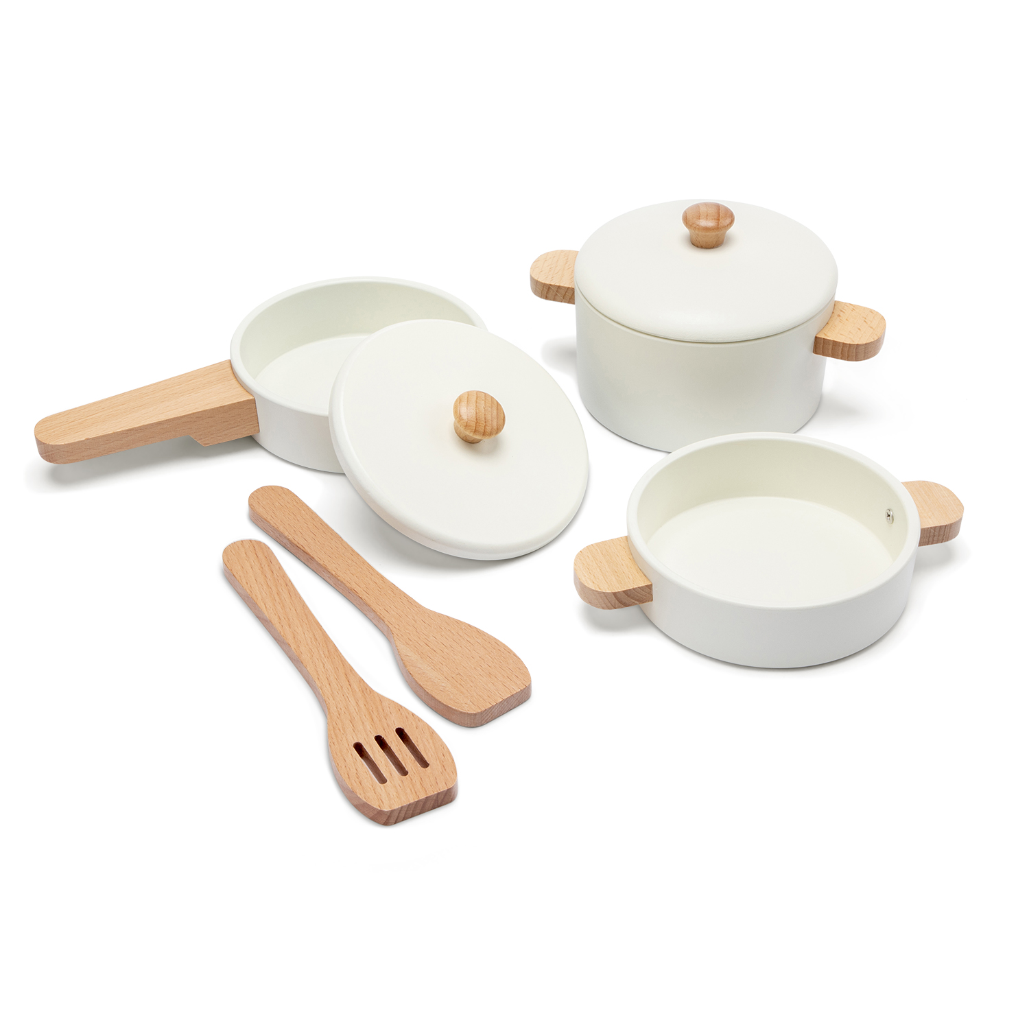 Wooden pan set (white) FSC