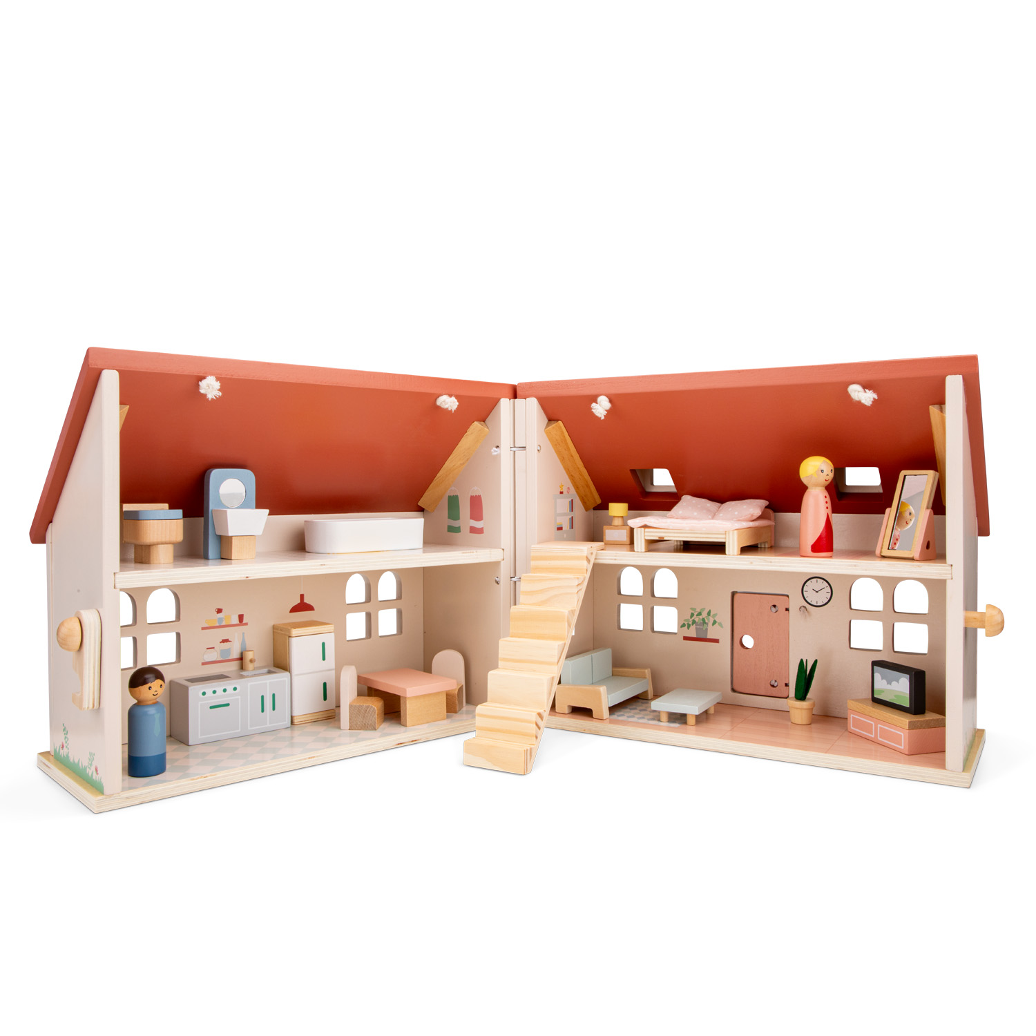 Foldable doll house including furniture