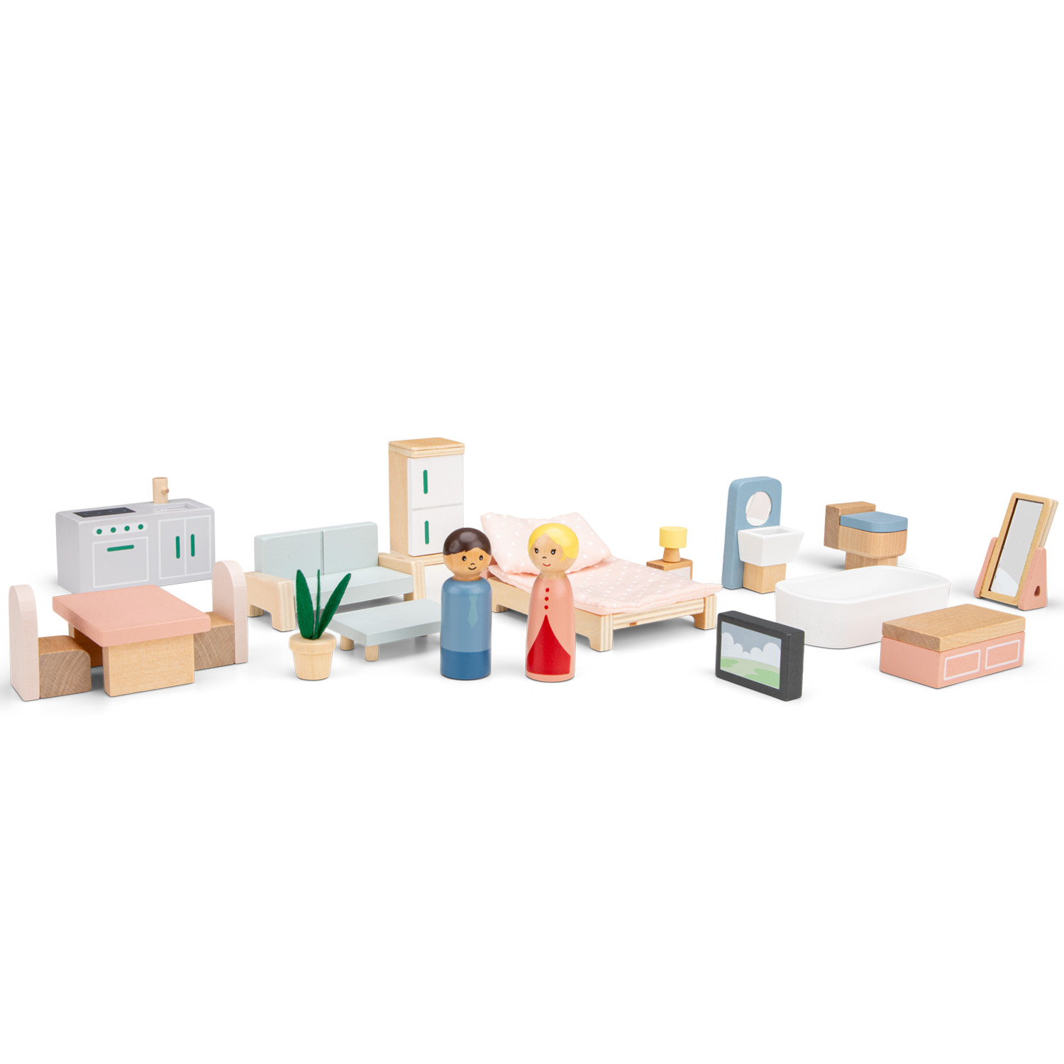 Foldable doll house including furniture