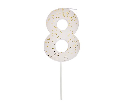 White Number 8 Candle - ED24
