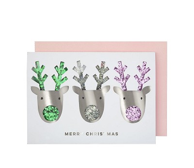 Silver Reindeer Shaker Card