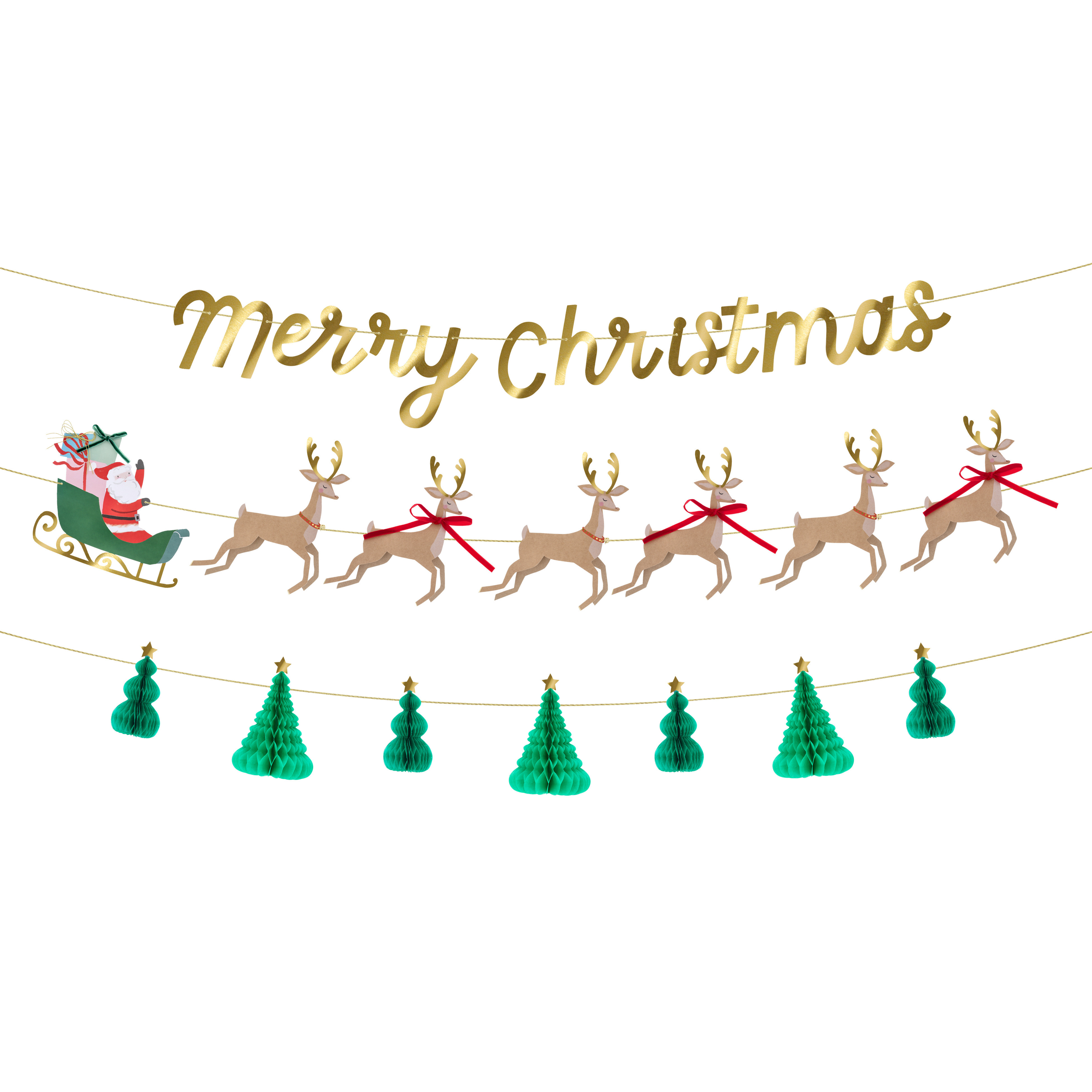 Santa, Sleigh & Reindeer Garland Set AW26