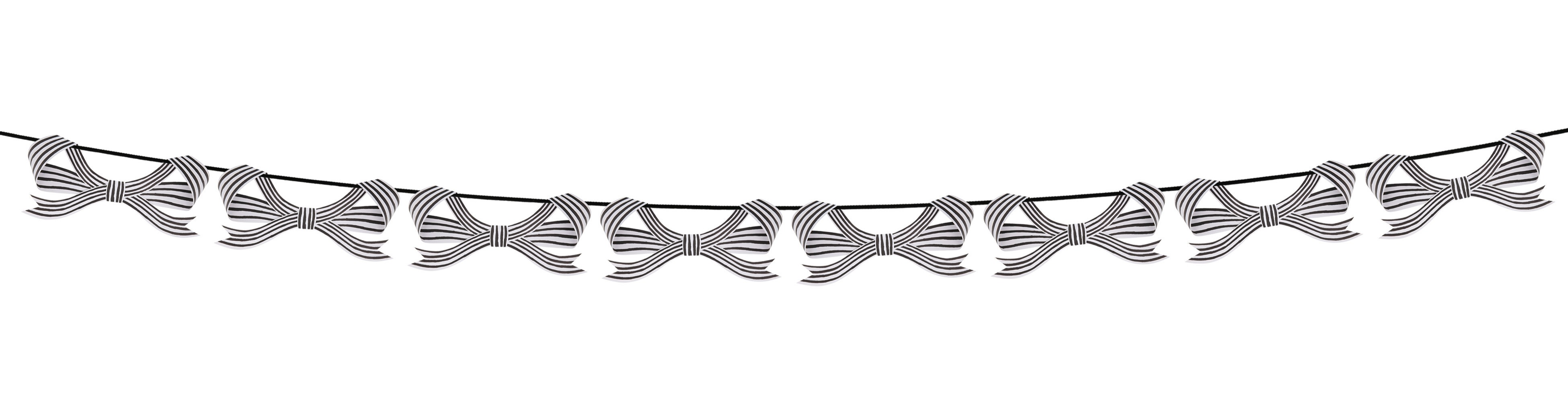Black & White Stripy Bow Garland AW26