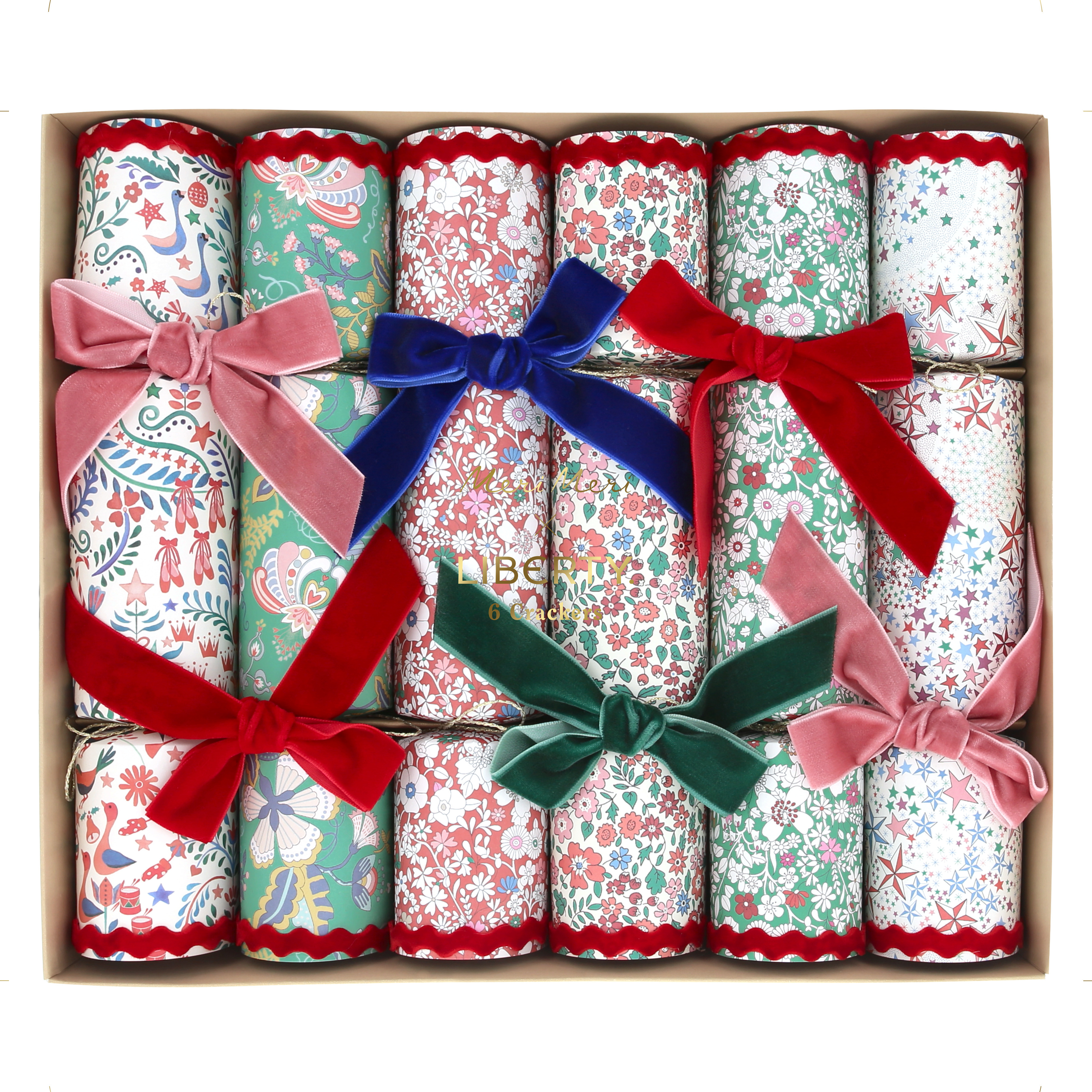 Meri Meri x Liberty Velvet Bow No-Snap Crackers (x 6) AW26