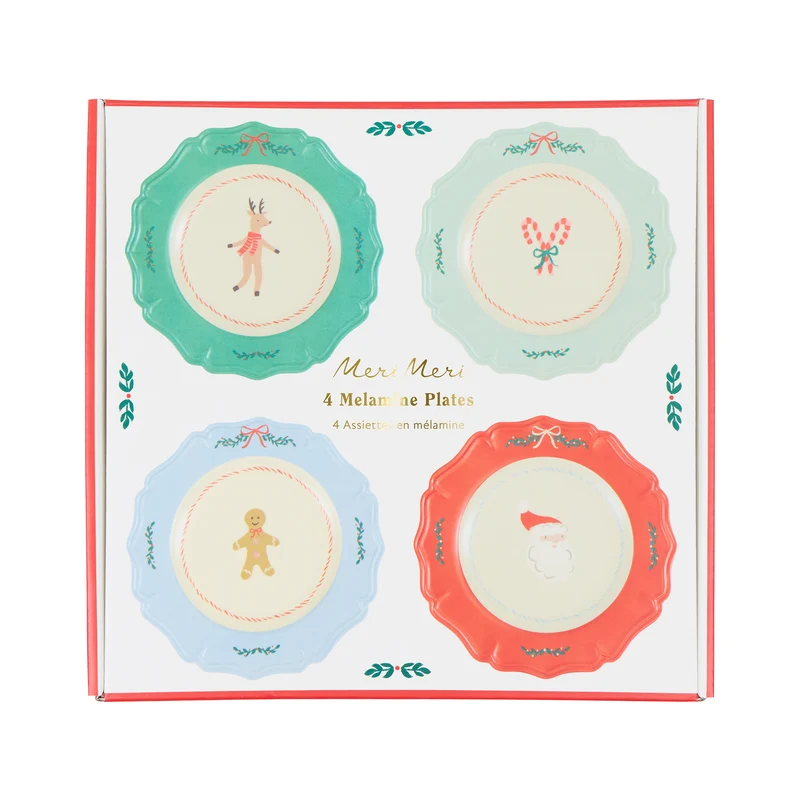 Jolly Christmas Reusable Small Plates (x 4) AW26