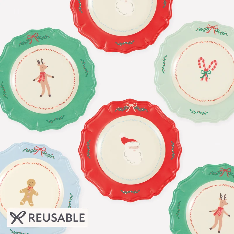 Jolly Christmas Reusable Small Plates (x 4) AW26