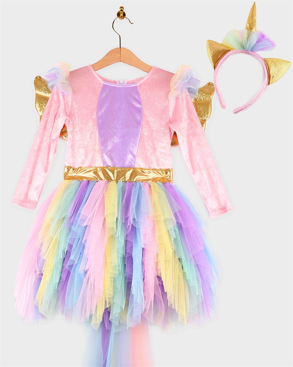 DRESS UNICORN w DIADEM 110-116 CL 4-6 YEARS