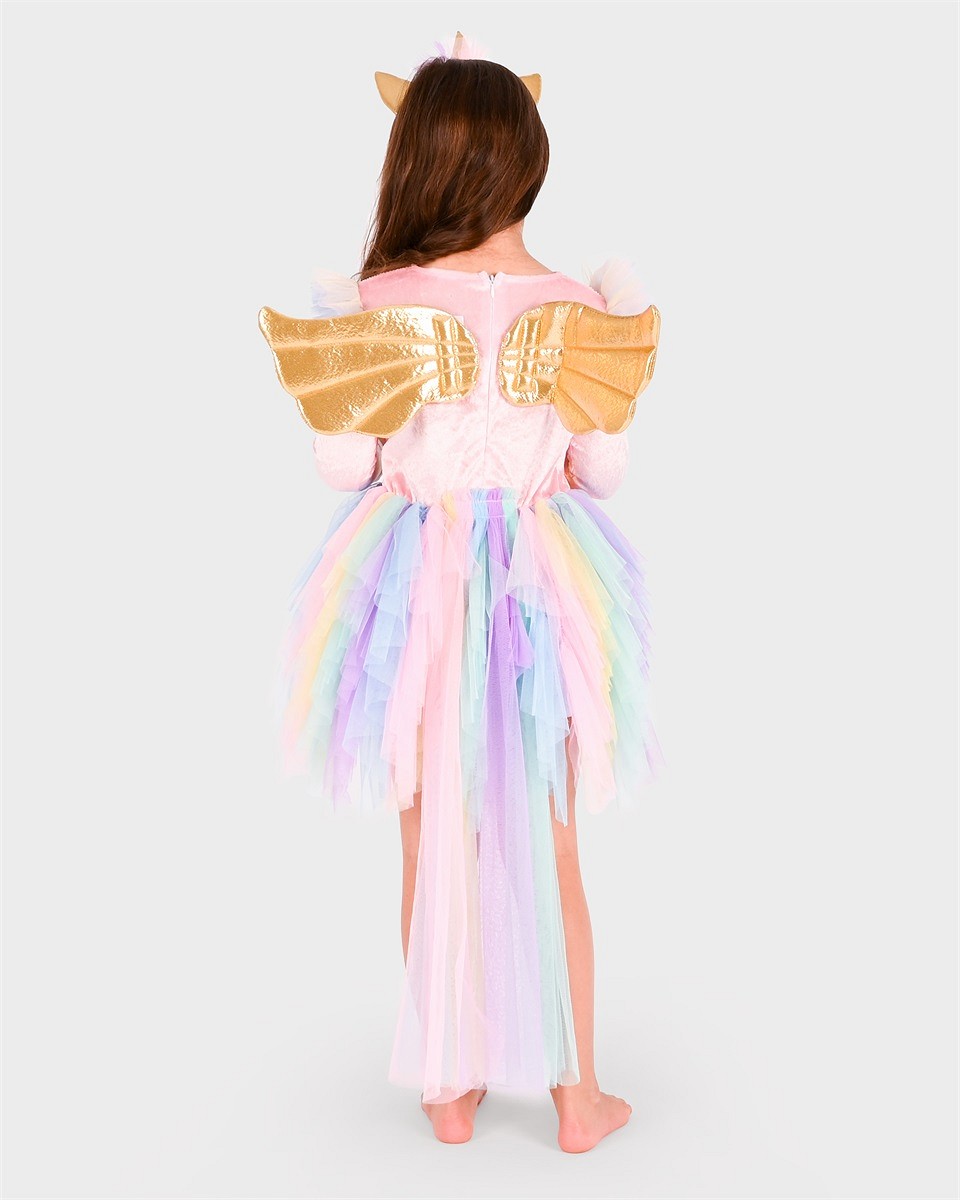 DRESS UNICORN w DIADEM 110-116 CL 4-6 YEARS